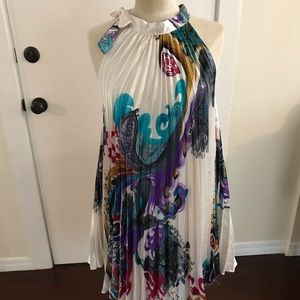 Pleated silk halter dress.